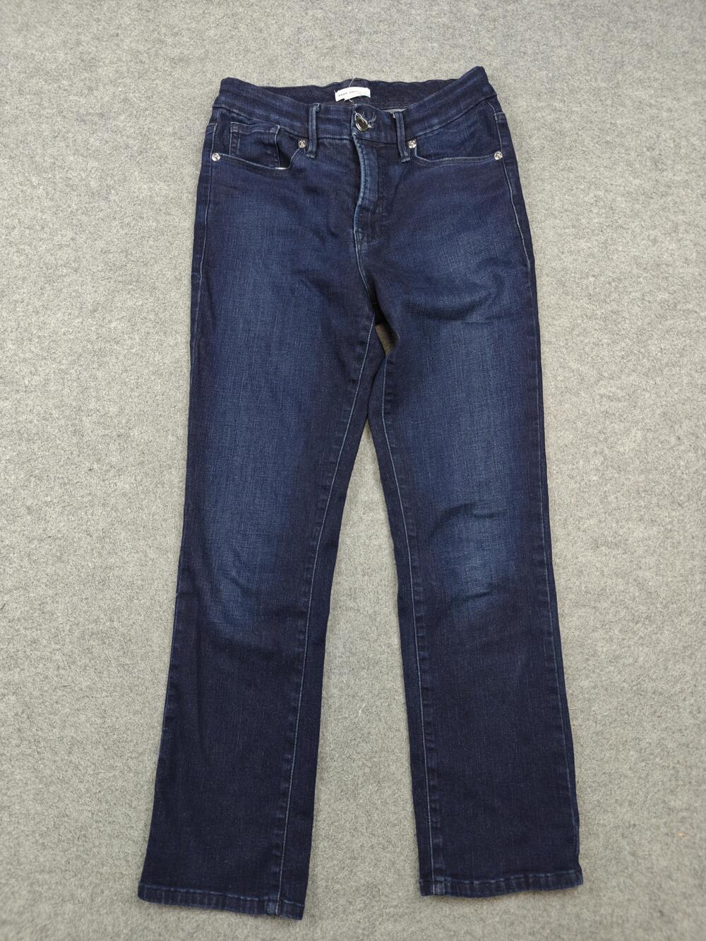 Good American Good Legs Straight Jeans Womens 8 Blue Dark Wash 29x31 Stretch